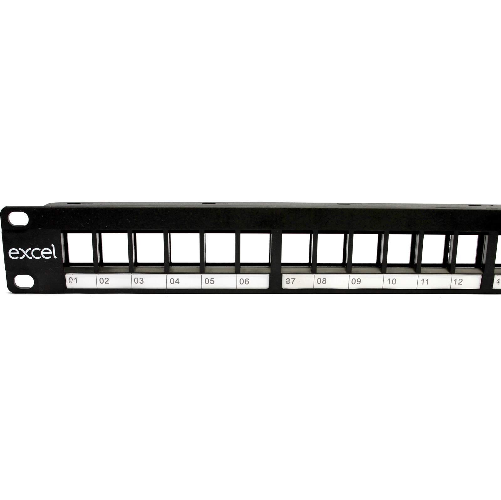 Excel 24 Port Unloaded Patch Panel Black